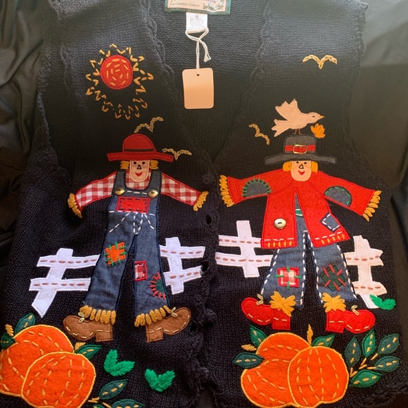 Jackets & Blazers - Colorful Scarecrow Themed Knit Vest